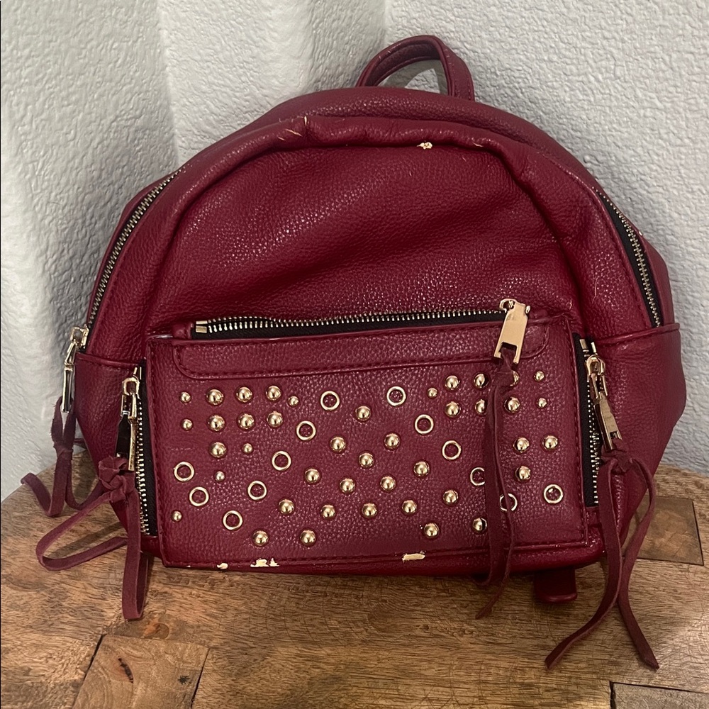 Studded Burgundy Backpack